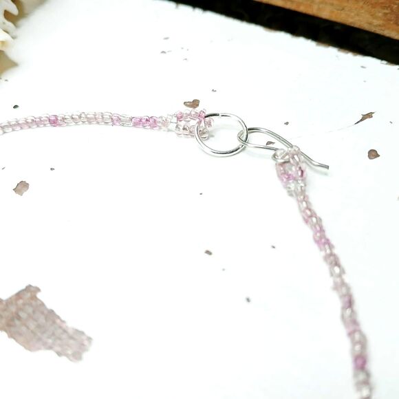 Dainty Tigers Eye Gemstone Beaded Flower Choker, 13" - Picture 3 of 4